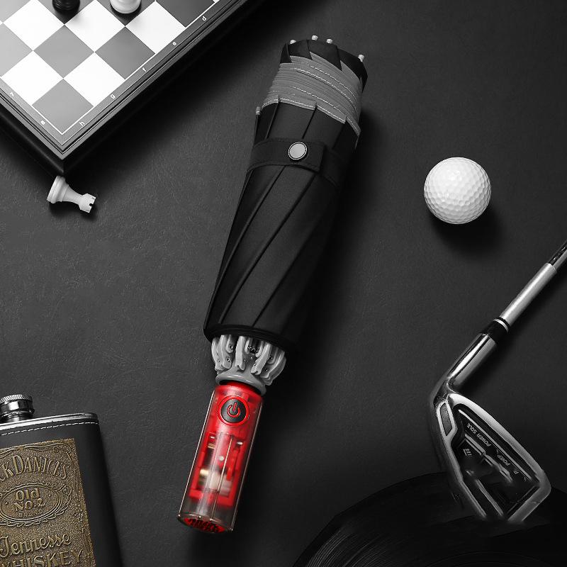 Автоматический складной обратный зонт для мужчин ветрозащитный корпоративный зонт — фото 11