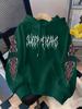 Dark Gothic letter print hooded sweater, the same street loose pullover for men and women