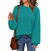 Women's Fashion Round Neck Pullover Sweater Casual Versatile Solid Color Knit Top