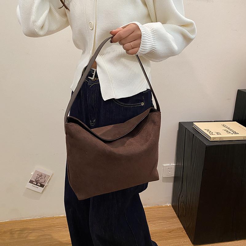 Chic Retro Design Tote Bag For Women In Stylish Black Orange Brown Khaki Colors