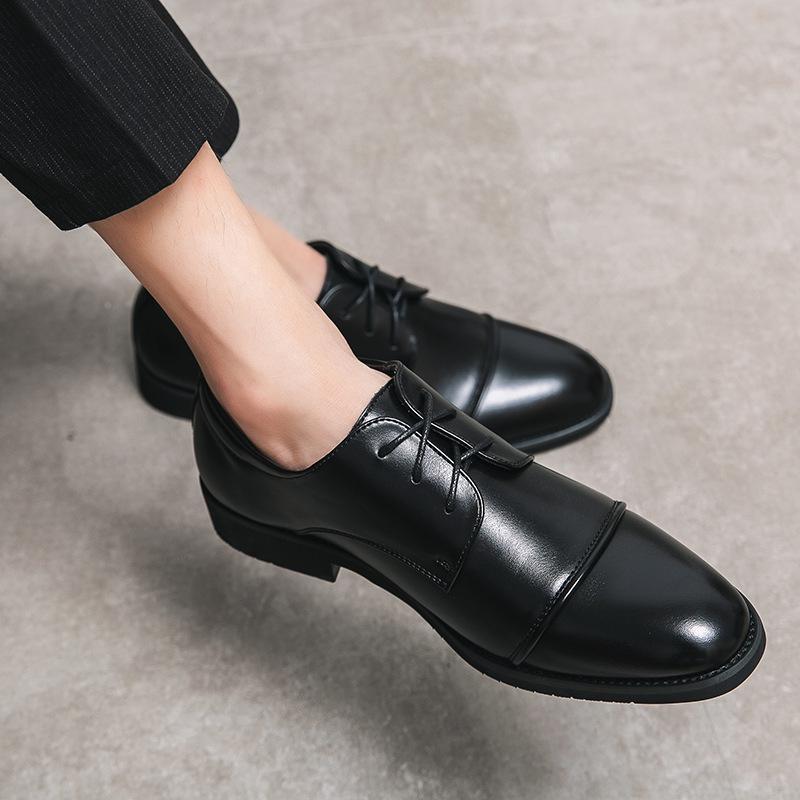 Men's Large Size Derby Formal Leather Shoes for Office, Wedding, and Banquet