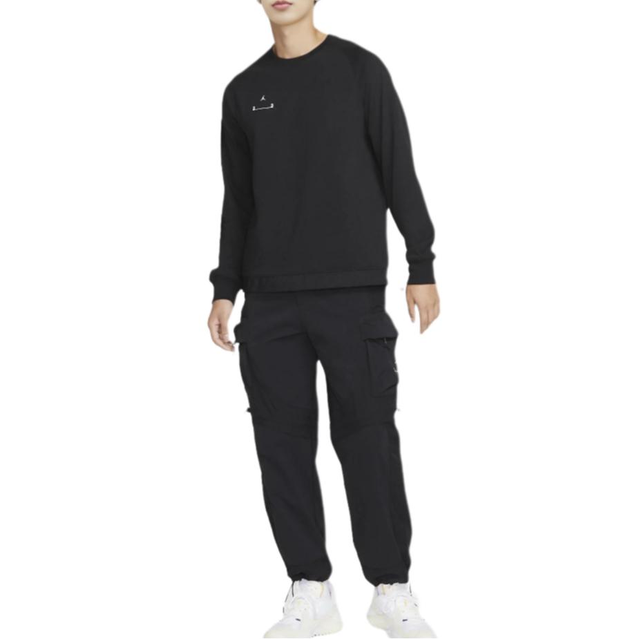 Nike Felpa da uomo a maniche lunghe aderente girocollo tinta unita nera DV1616-010
