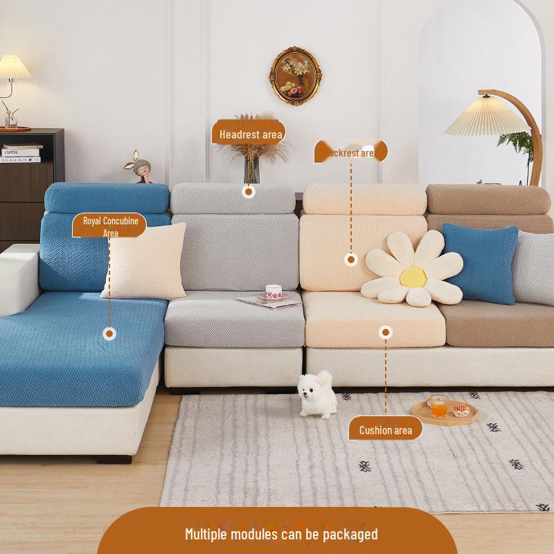 Universal Elastic Sofa and Cushion Cover Set - All-Inclusive, Four Seasons Adjustable Fit