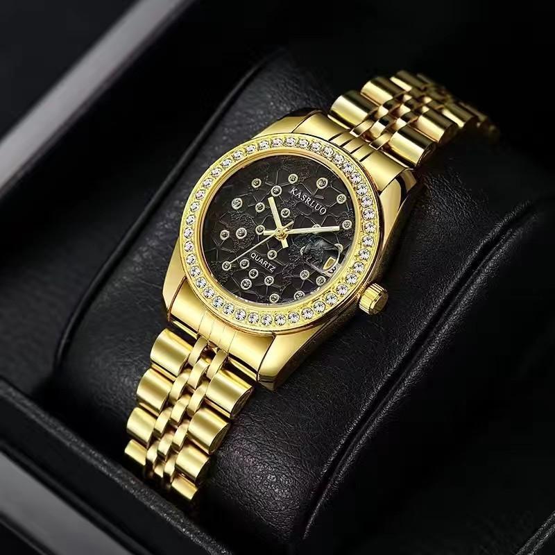 Casaro Classic Domestic Quartz Alloy Women'S Watch New Fashion Calendar Pointer Diamond-Encrusted Women'S Watch Luminous