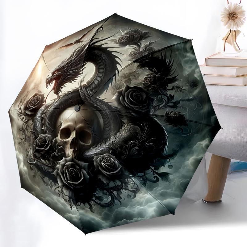 1pc Dragon's Serpent Automatic, Cute Cartoon Pattern, Portable Outdoor Umbrella, Perfect, Holiday Gift for fans.W037