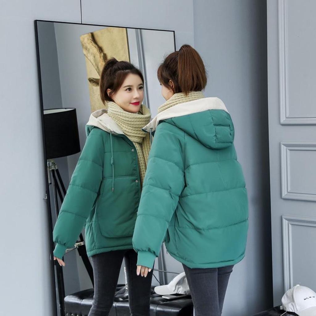2024 New Spring and Autumn Large Size Women's Clothing Age Reduction Short Down Cotton Clothing Thickened Hooded Cotton Clothing Jacket Women's Trend