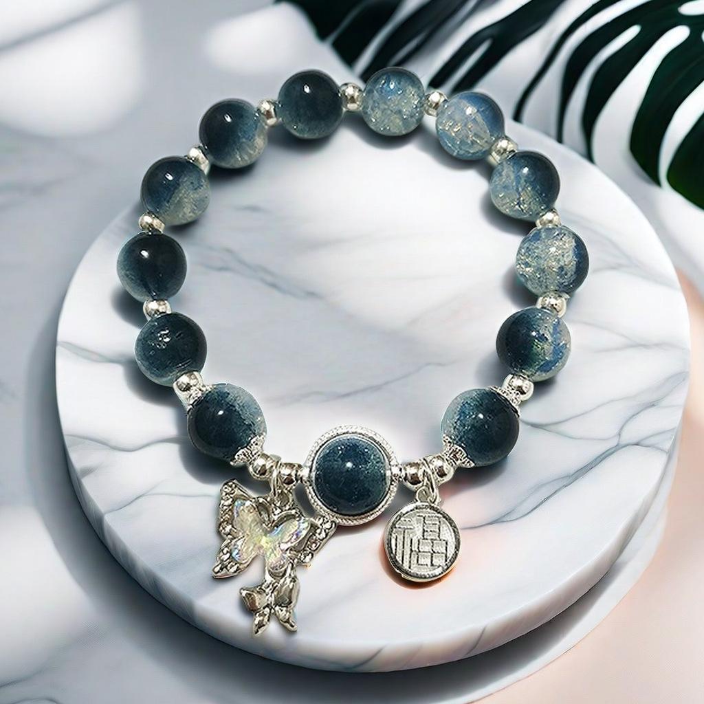 Super Fairy Forest Gradient Glass Bracelet - Chic Chinese Style Gift for Women and Best Friends, Lightweight Luxury Accessory