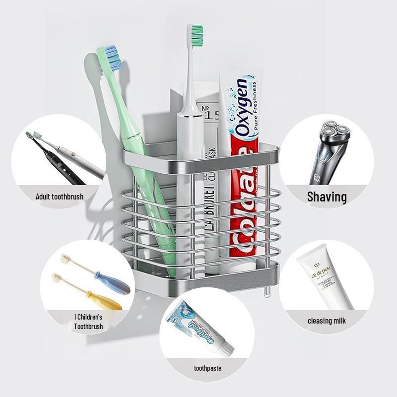 Stainless Steel Electric Toothbrush Wall Holder & Toothpaste Draining Rack
