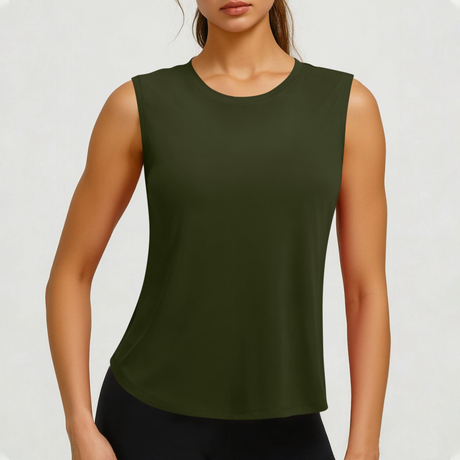 Women s -Color Round-Neck Sleeveless Casual Tank Top L