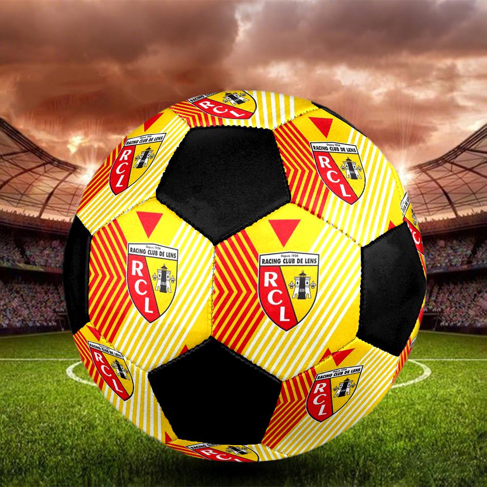 Pallone da Calcio Indoor RC Lens Colorato Per Tutte le Età Misura 5 Cucito a Macchina PVC Pronto per la Competizione Resistente Alta Rimbalzabilità