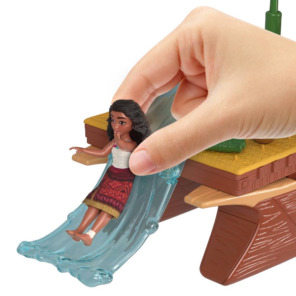Mattel Disney Moana 2 Toy Playset with Floating Adventure Small 1 Character 6 Play and 10 Accessories Canoe, Doll, Friend, Areas,