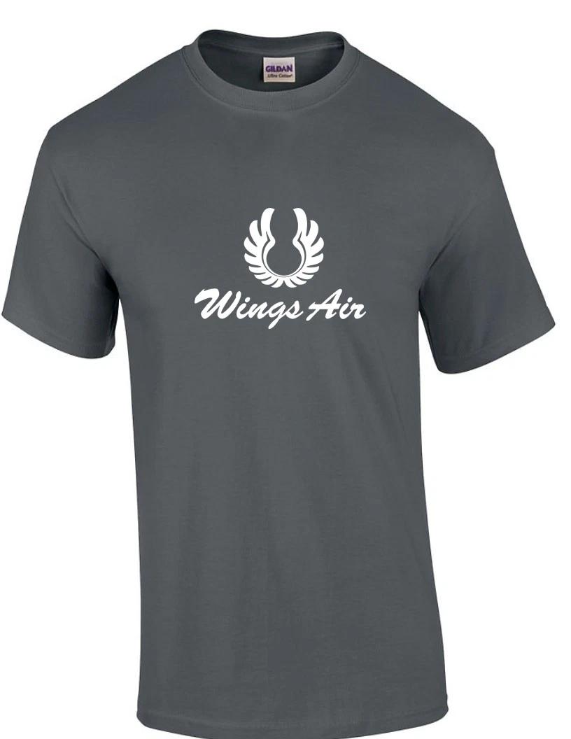 Wings Air White Retro Logo Indonesian Airline Charcoal Gray Cotton T-Shirt XL