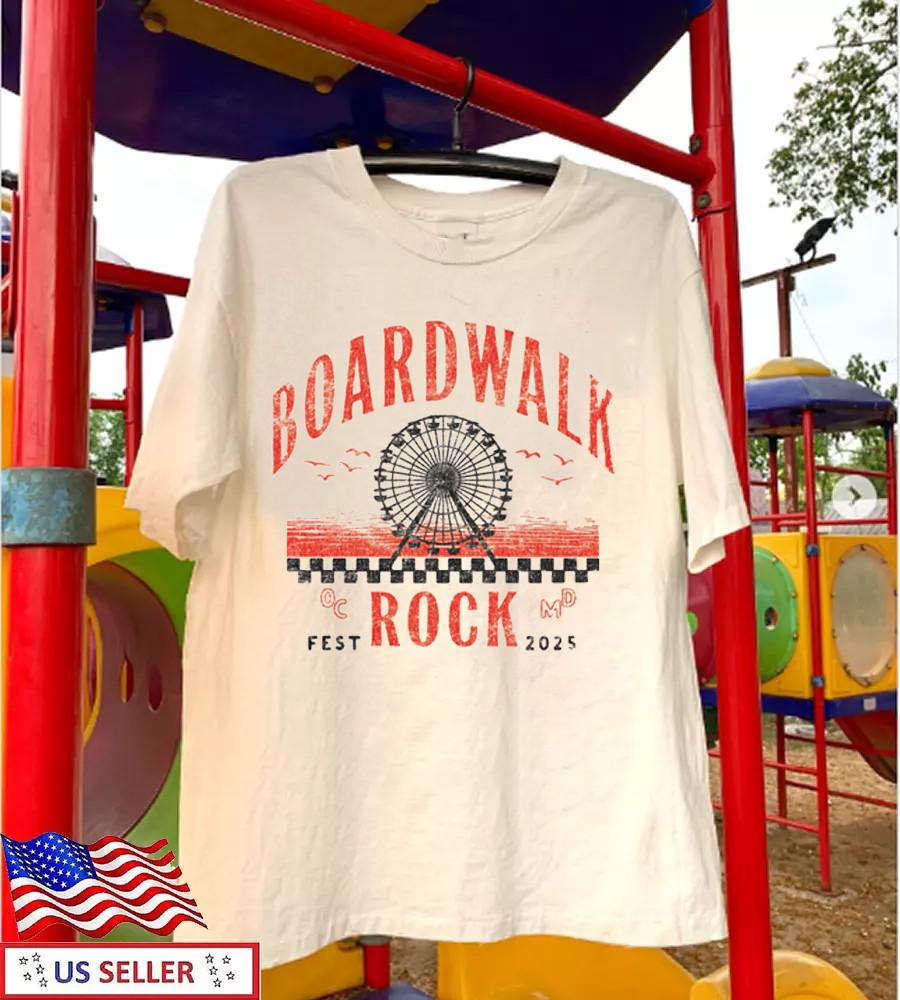 Boardwalk Rock Music Festival White T Shirt Full Size S-5XL Unisex T-Shirt XXXL