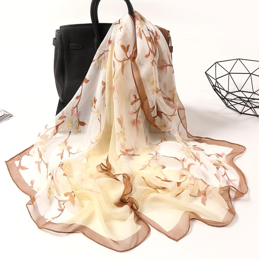 Spring and Autumn Women's Pastoral Scarf Thin Qiao Qi Silk Scarf Versatile Lady Water Two-color Silk Scarf