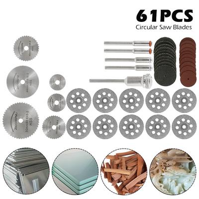 61Pcs Cutting Wheel Discs Set for Metal Wood Plastic HSS Diamond Universal Cutting Circular Saw Blades Rotary Tool Accessories