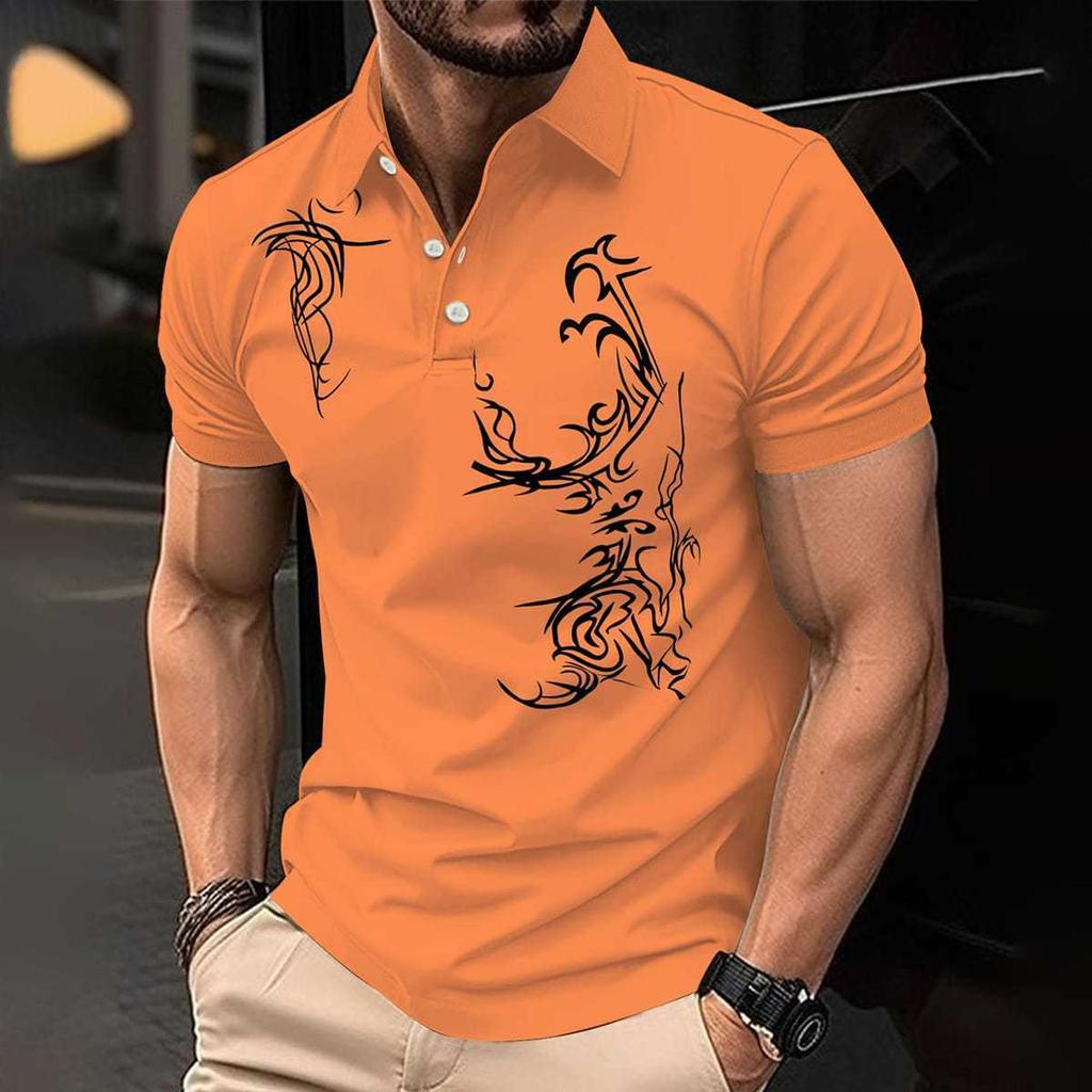 Polo Manica Corta Grafica Tribale Cool, Moda Casual da Uomo