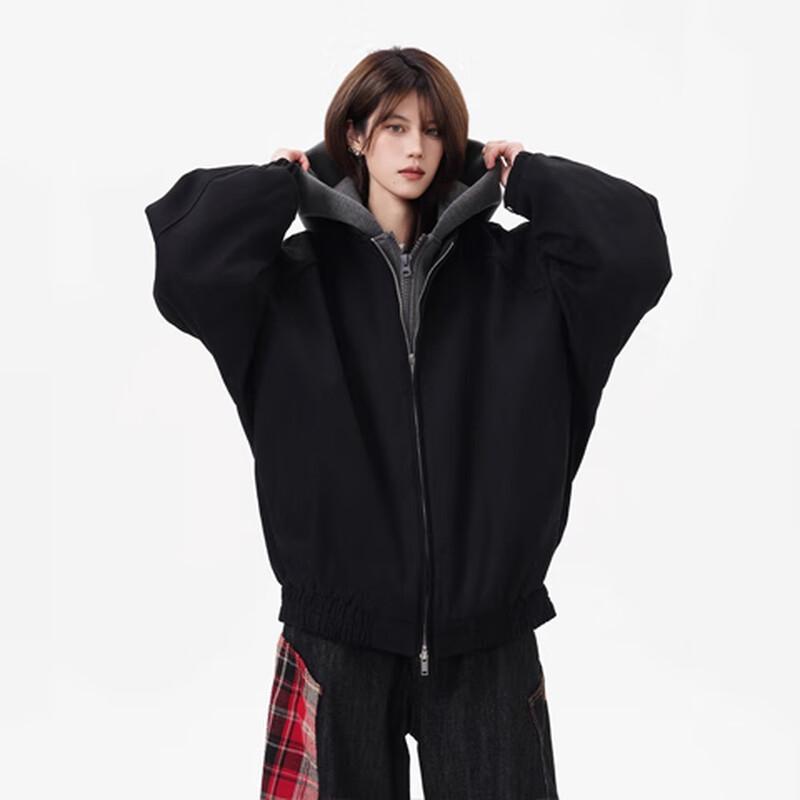 BWKA Unisex Heavyweight Faux Two-Piece Hooded Padded Winter Jacket