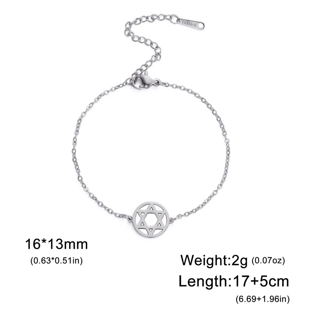 Stainless Steel Je Star of David Charm Bracelet Women Men Adjustable Hexagram Map Bracelets Amulet Jewelry Wholesale