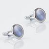 Men's Cufflink Set, Electroplated Blue Patterned Circular Cufflinks, Paired with Gift Boxes.