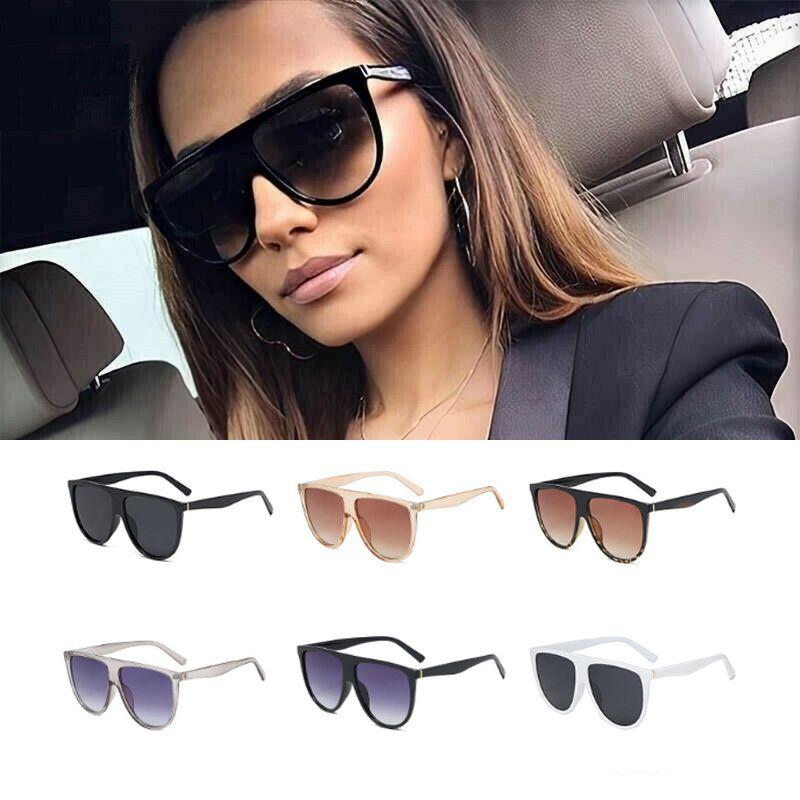 Oversized Women Sunglasses Ladies Vintage Flat Top Large Shield Fashion Uv400 Protection