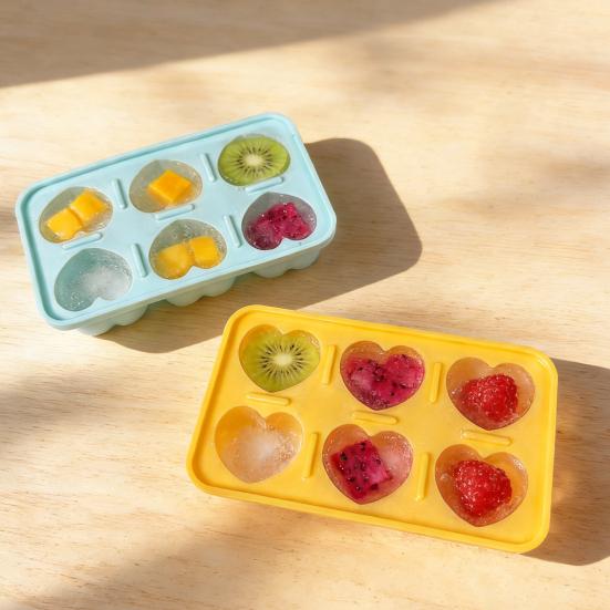 Silikon-Eiswürfelform mit Deckel, lebensmittelecht, leicht zu lösend, für Erdbeer- und Herzformen, auslaufsichere Gefrierform für Cocktails und Kaffee