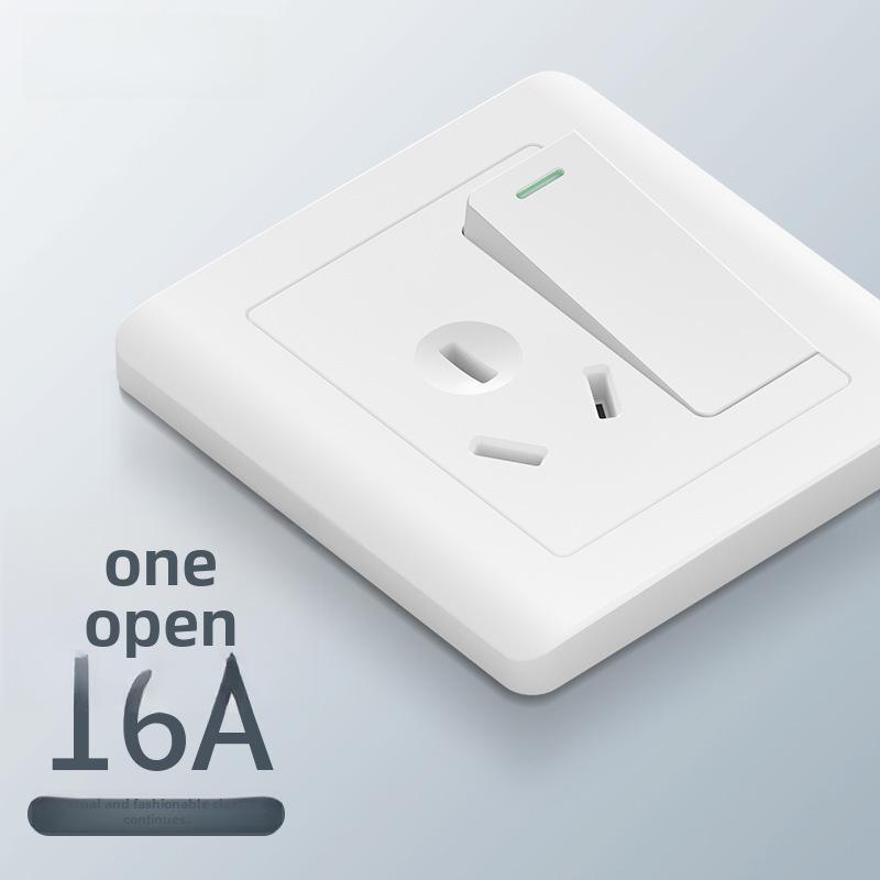 Panou priză comutator simplu/dublu ascuns tip 86 cu comutator electric intermediar și priză cu cinci găuri