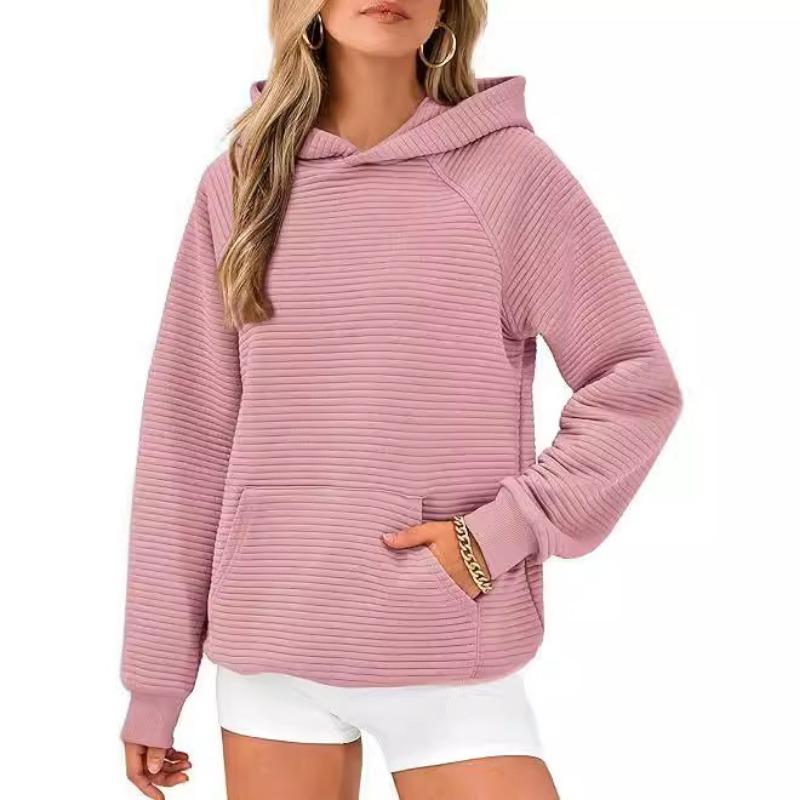 2025 Fashion Striped Loose Long Sleeved Hooded Sweater Women Autumn and Winter Casual Simple Office Sweatshirt Hoodie Elegant Loose Women's Clothing