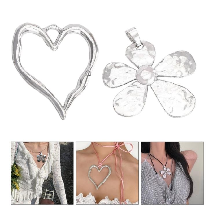 Robuster Herzanhänger aus Legierung, hohler Schmuck, Blumenanhänger, Legierungsmaterial