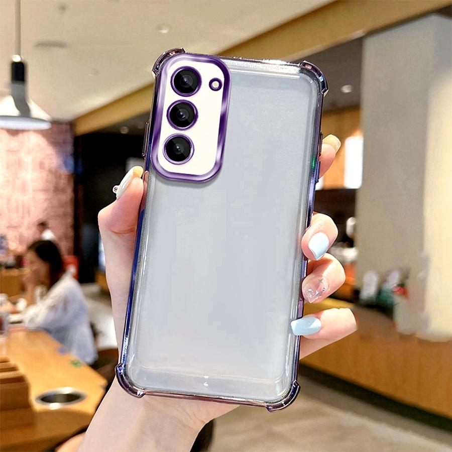 Airbag Shookproof Lens Case For Samsung Galaxy S20 S21 S23 Ultra S24 FE S25 Plus Edge Note 9 10 20 Plating Silicone Clear Cover
