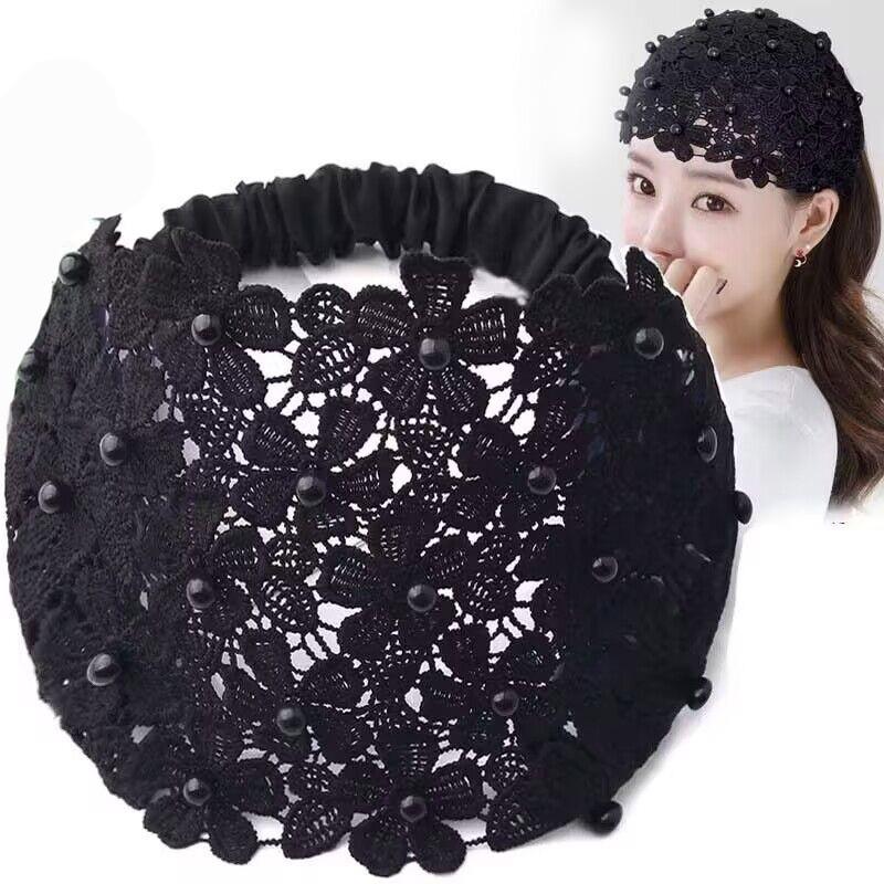 

Плетеный ободок с бусинами с широким краем - Модный белый аксессуар для волос для женщин