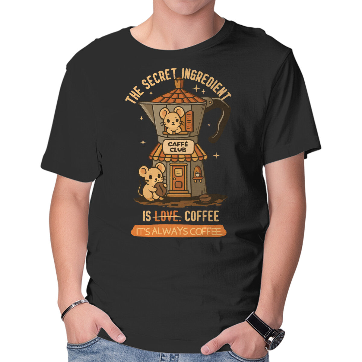 Unisex Crew Neck T-Shirt The Secret Ingredient Is Coffee Graphic Short Sleeve Casual Tee S