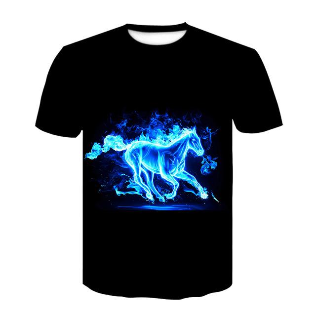 Men Fashion Short Sleeve 3d Print T Shirt Round Neck Summer Plus Size Tees