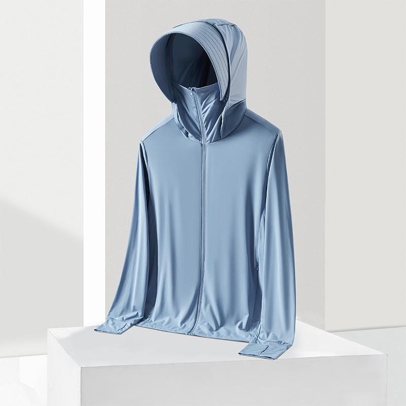 Couple's UPF50+ Ice Silk Sun Protection Jacket Men's UV Protection Lightweight Breathable Cooling Hooded Summer Sun Hoodie
