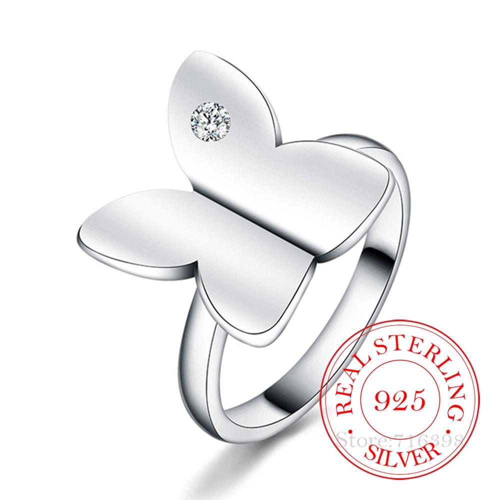 925 Sterling Silver Butterfly Zircon Ring for Women Men Fashion Wedding Engagement Party Gift Charm Jewelry
