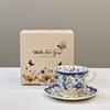 Creative Blue and White Porcelain Coffee Cup Saucer Modern Blue Floral Ceramic Tea Cup Exquisite Dessert Coffee Cup Couples' Mug