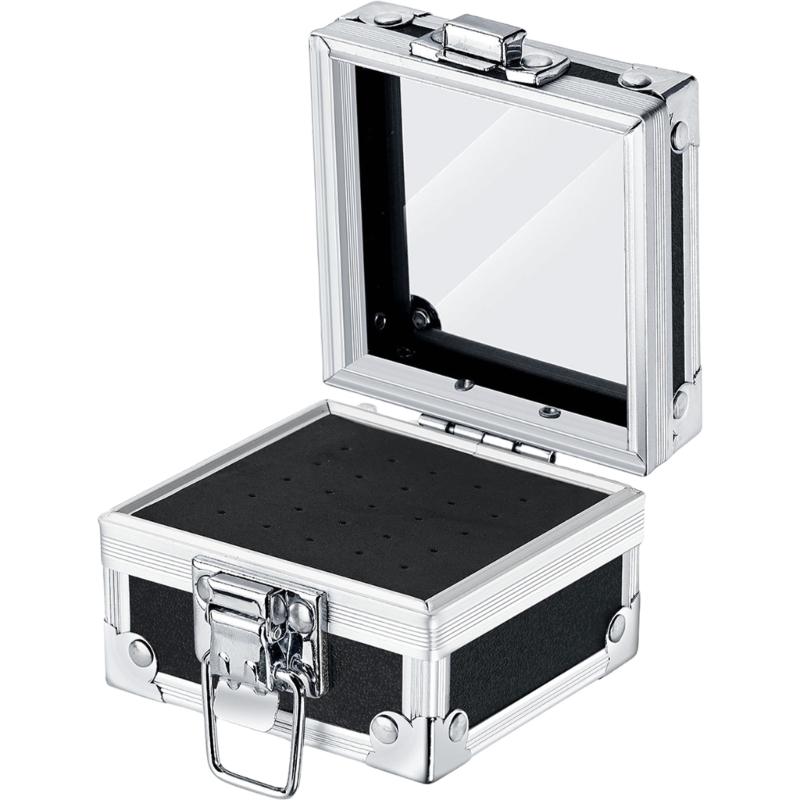Professional Manicure Drill Bit Stand Display Case Compact Metal Storage Container With 25 Holes Nail Bits Organized