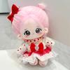 20Cm Cute Red Bow Dress Suit Plush Doll Toy Kawaii Stuffed Soft Idol Cotton Doll For Diy Clothes Girls Kids Fans Collection Gift