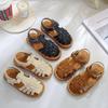 Toddler Sandals for Boys Cut Outs Leather Shoes Summer Gladiator Sandals Weave Baby Boy Beach Shoes