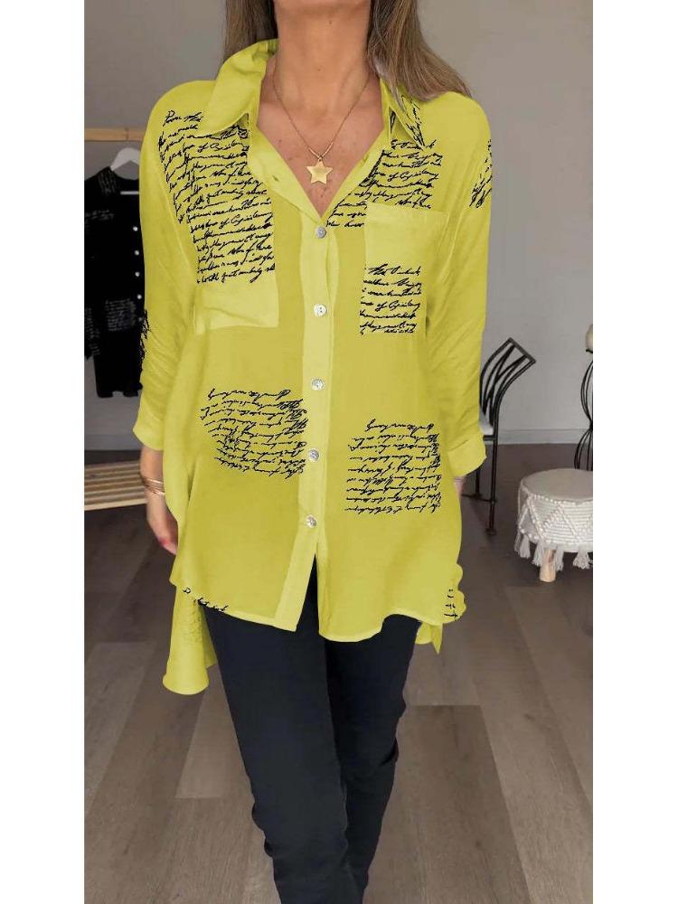 Womens Fashion Loose Swallowtail Shirt Sexy Print Spring Summer European American Style