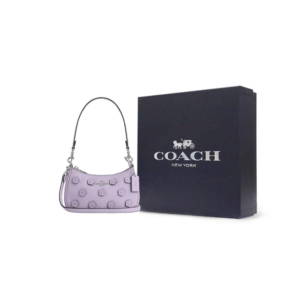 Coach Teri 20 Marke Logo Abnehmbar Kieselsteinleder Crossbody Umhängetasche Klein Damen Umhängetasche Lila CAJ98-SVLL