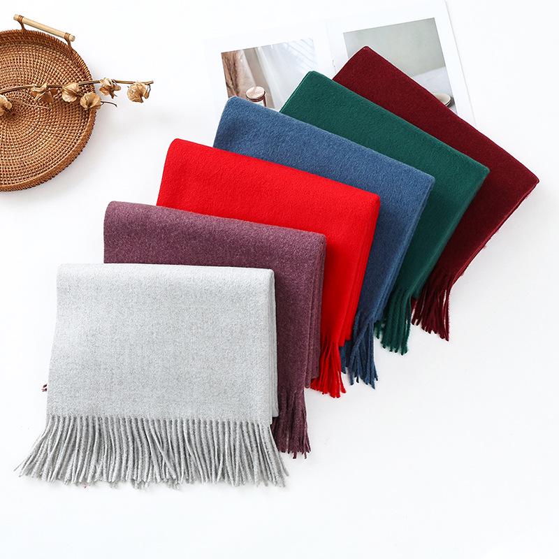 High-End Wool Cashmere Scarf for Women & Men - Versatile Solid Color Shawl for Winter 2026
