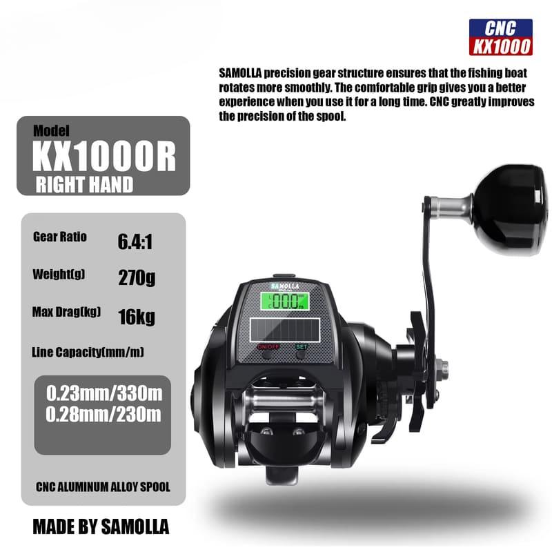 Digital Display Electronic Fishing Reel Waterproof Bait Fishing Reel Suitable for Deep Sea Ice Fishing Catfish Solar Power + USB Charging Metal Base