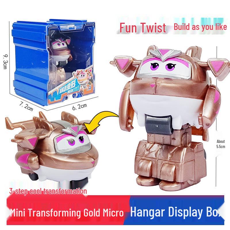 Super Wings 13-Piece Mini Transforming Robot Set: Jett, Big Strong, Jin, and Mighty Little Wing Toys