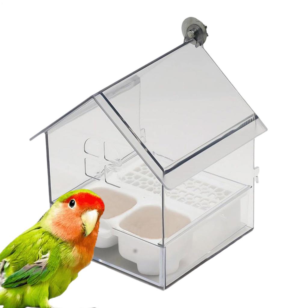 Removable External Parrot Feeder For Outdoor Use, Bird Feeder House, Transparent Bird Bath, Easy To And Clean