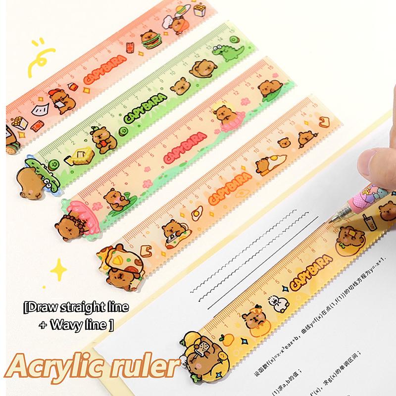 Kreativní 15cm pravítko Kapybara školní kancelářské potřeby Vlnovky Nástroje na kreslení Akryl Roztomilé kreslené pravítko rovné