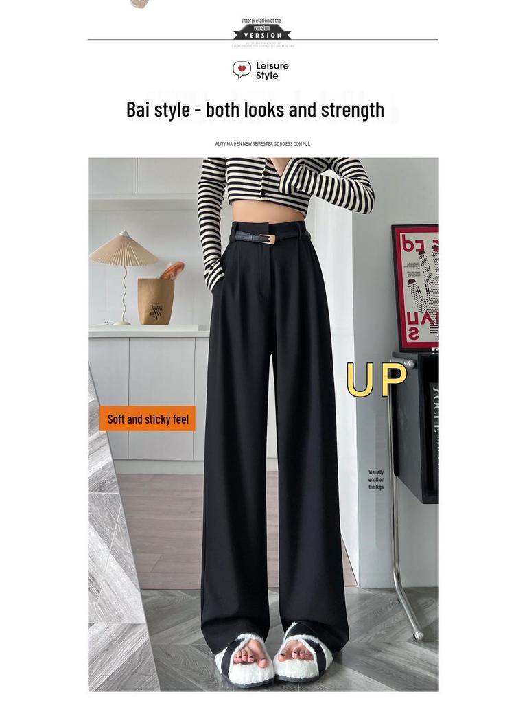 Spring 2026 Women's High Waist Wide Leg Straight Suit Pants