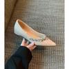 Inner heightening rhinestone pointed flat bottom Mary Jane single shoes shallow mouth commuter shoes women