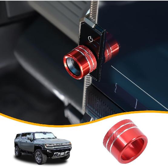 

for Hummer EV Accessories Center Consoles Volume Knob Ring Cover Trim Compatible with Hummer EV SUV Truck 2022-2024 2025 Aluminum Car Volume Knob красный
