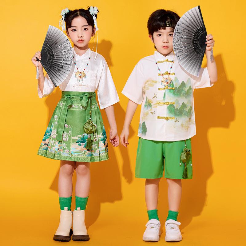 June 1St Children'S Performance Clothes Hanfu Horse Skirt Chinese Style Chorus Performance Clothes Primary School Kindergarten Graduation Class Clothe