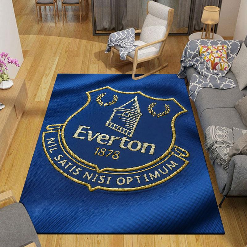 Everton FC Flannel Printed Carpet, Home Sofa Decoration for Living Room & Bedroom, Non‑Slip Play Flannel Floor Mat for Game Room